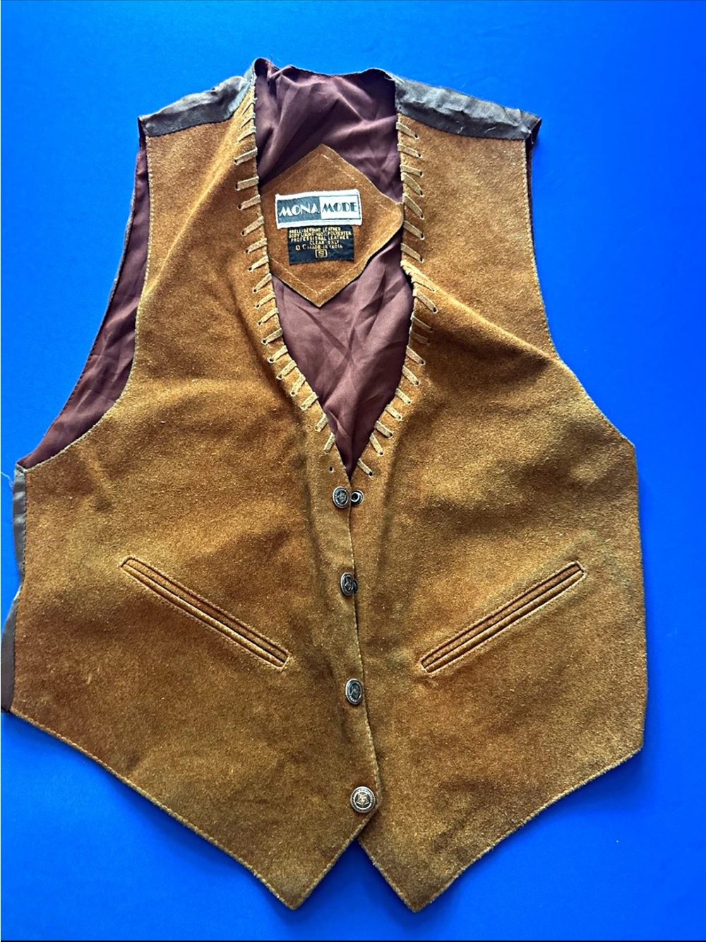 Mona Mode Women's Suede Vest in Brown